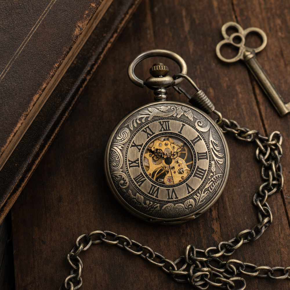 Mechanical Engraved Pocket Watch For Men